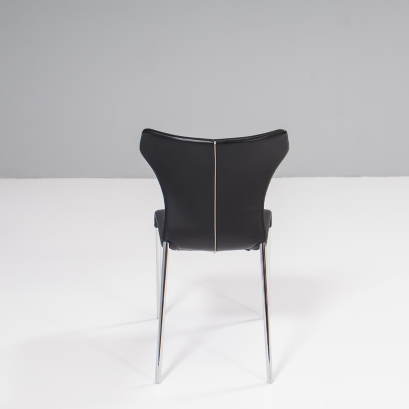 Mid century Papilio black leather dining chair by Naoto Fukasawa for B&B Italia, 2008