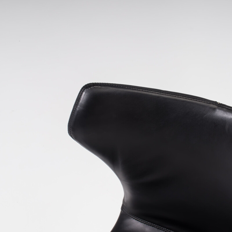 Mid century Papilio black leather dining chair by Naoto Fukasawa for B&B Italia, 2008