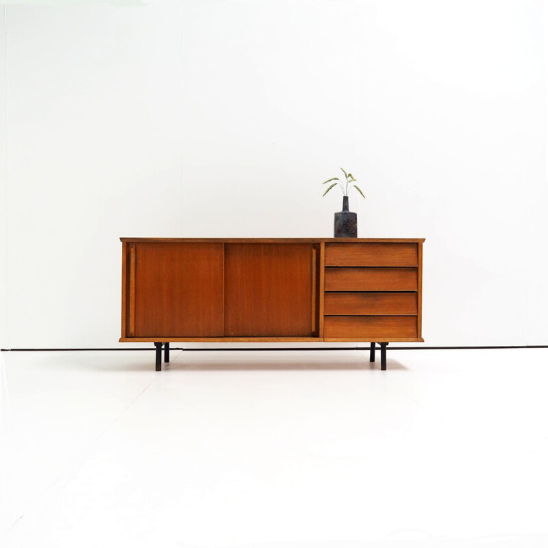 Vintage French sideboard in oakwood and formica, 1950s