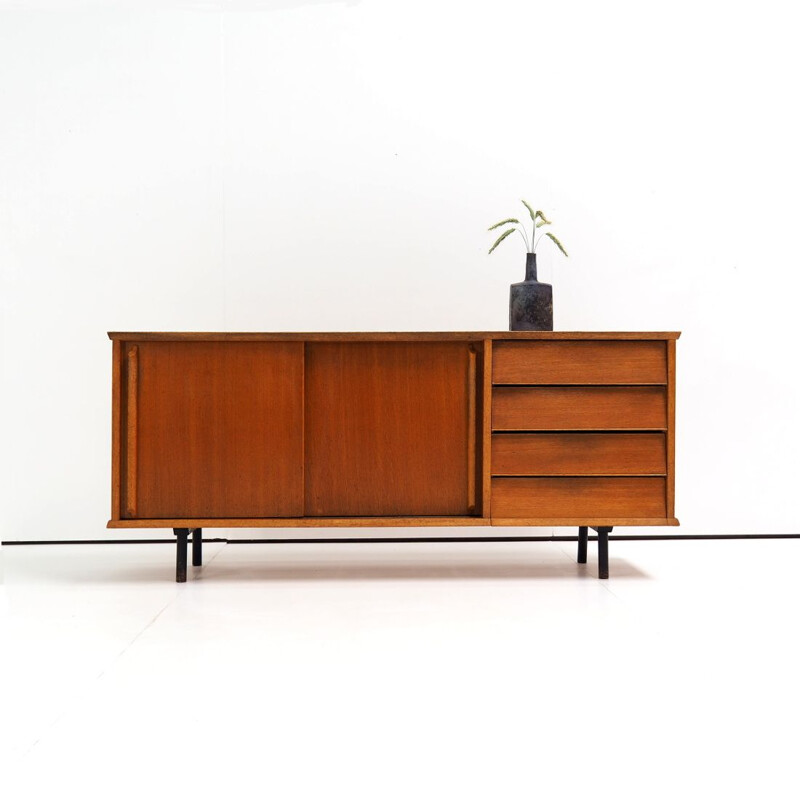 Vintage French sideboard in oakwood and formica, 1950s