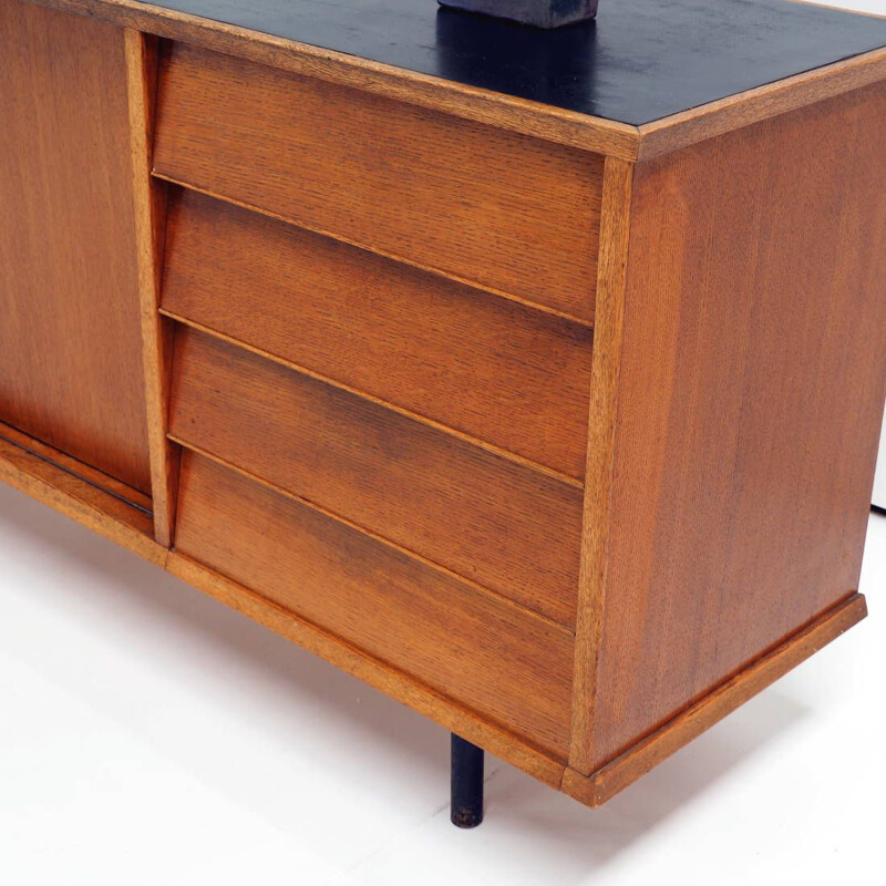 Vintage French sideboard in oakwood and formica, 1950s