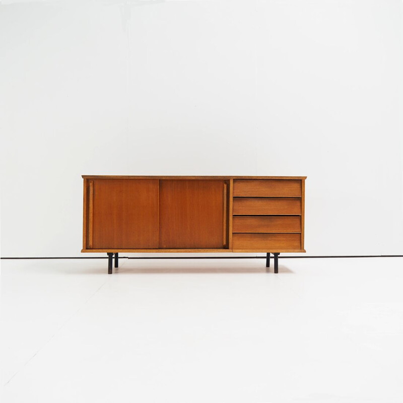 Vintage French sideboard in oakwood and formica, 1950s