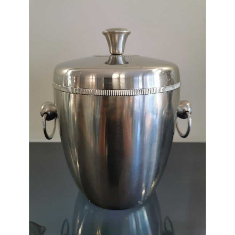 Vintage stainless steel ice bucket, 1970