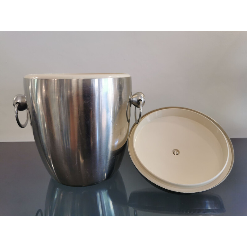 Vintage stainless steel ice bucket, 1970