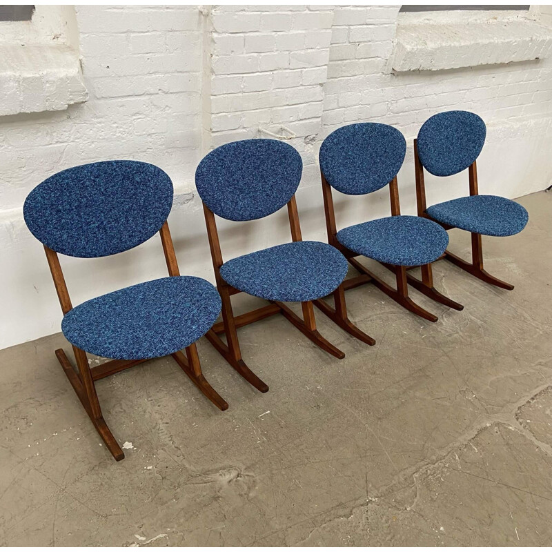 Set of 4 vintage rocking chairs by Karel Vyčítal for Dřevotvar Jablonné nad Orlicí, 1970s