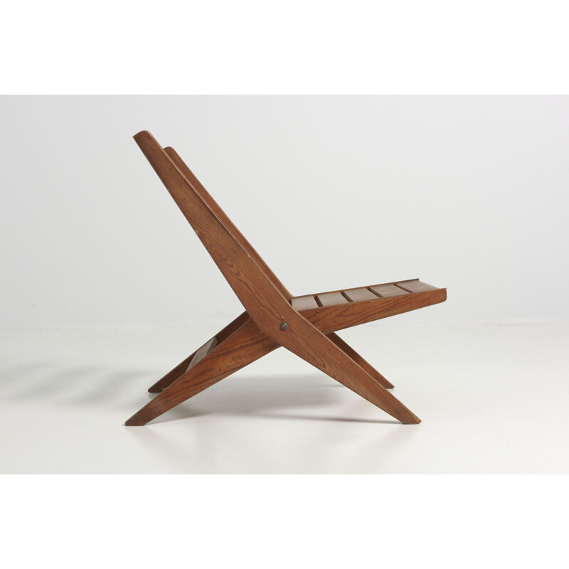 Vintage Boomerang folding pine chair, Germany 1950s