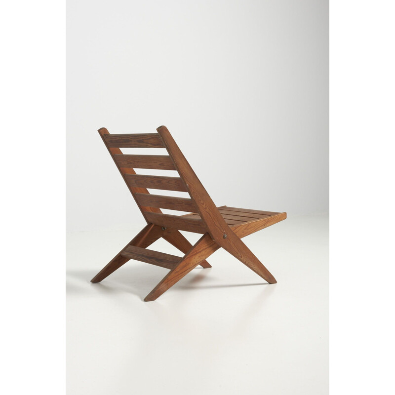 Vintage Boomerang folding pine chair, Germany 1950s