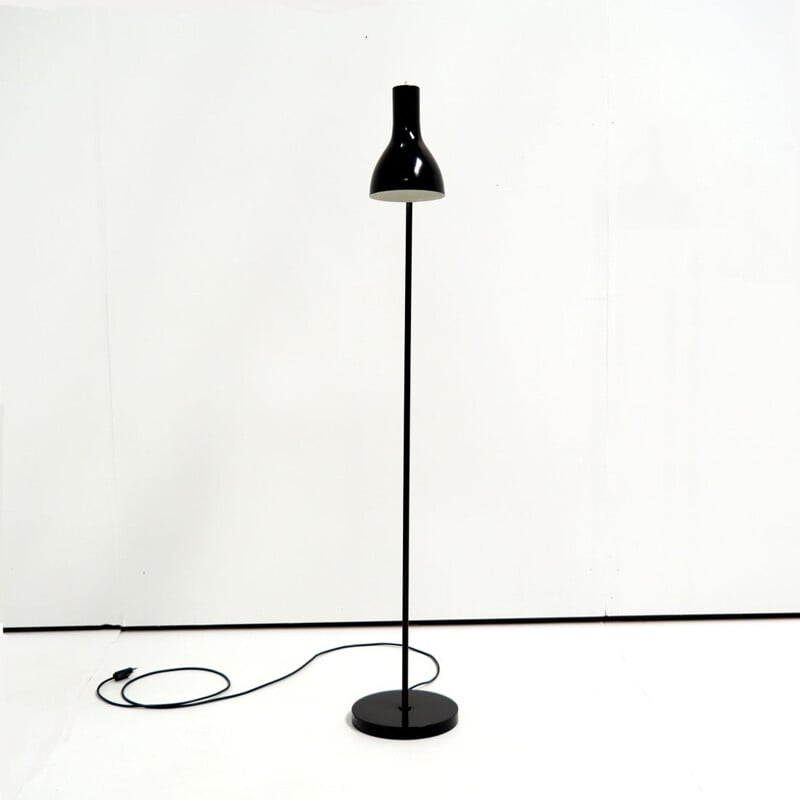 Vintage Scandinavian floor lamp in black metal