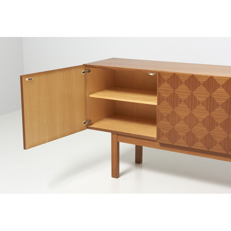 Vintage walnut brutalist sideboard, Germany 1970s