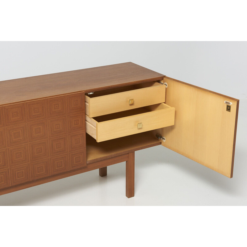 Vintage walnut brutalist sideboard, Germany 1970s