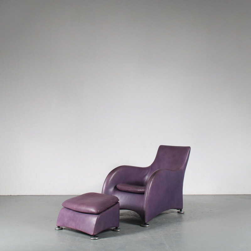 Vintage lounge chair with ottoman by Gerard van den Berg for Montis, Netherlands 1990s