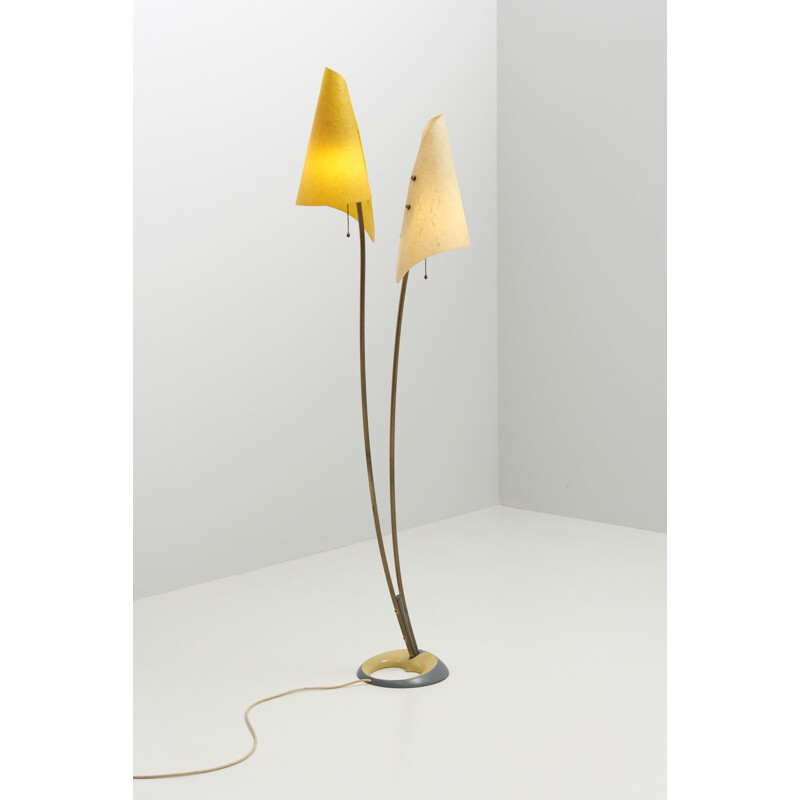 Mid century floor lamp with 2 lampshades, 1950s