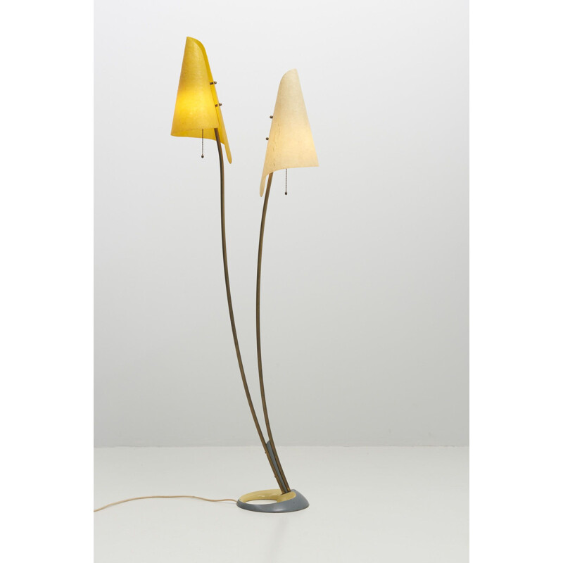 Mid century floor lamp with 2 lampshades, 1950s