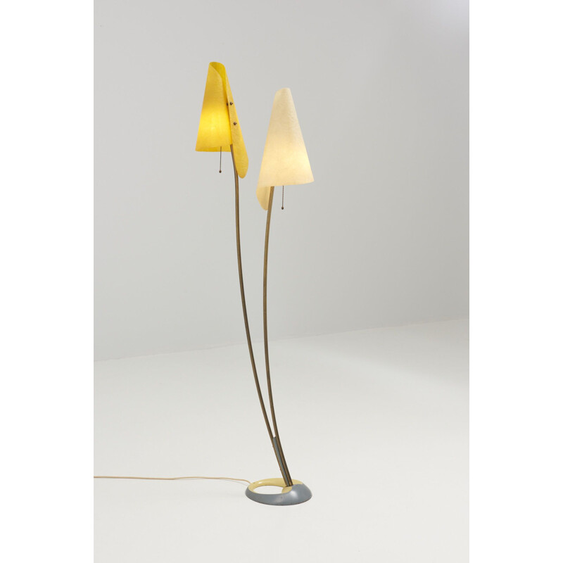 Mid century floor lamp with 2 lampshades, 1950s