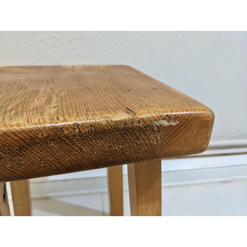 Vintage stool in pine wood for Les Arcs 1800, 1960