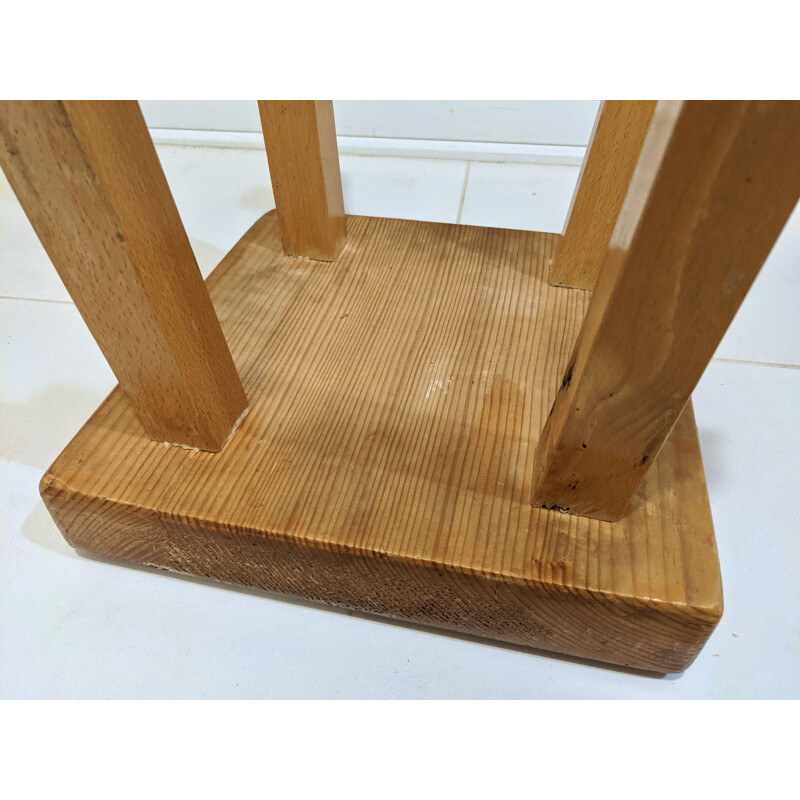 Vintage stool in pine wood for Les Arcs 1800, 1960