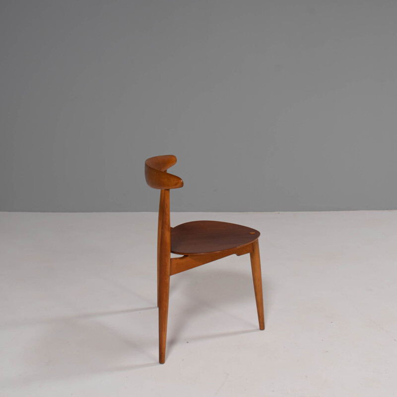 FH4103 cadeira de coração de faia e teca vintage por Hans Wegner para Fritz Hansen, 1950