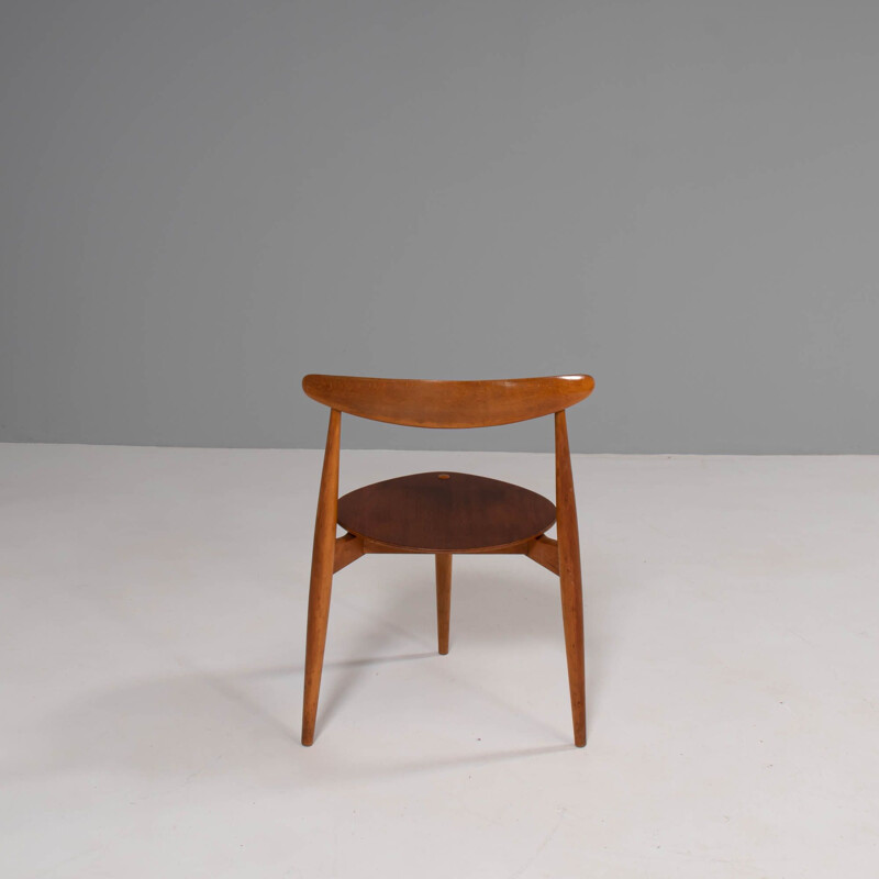 FH4103 sedia a cuore vintage in faggio e teak di Hans Wegner per Fritz Hansen, 1950