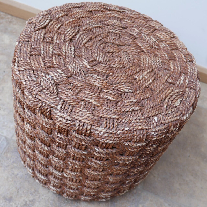 Set of 6 mid-century rope poufs, France 1960s