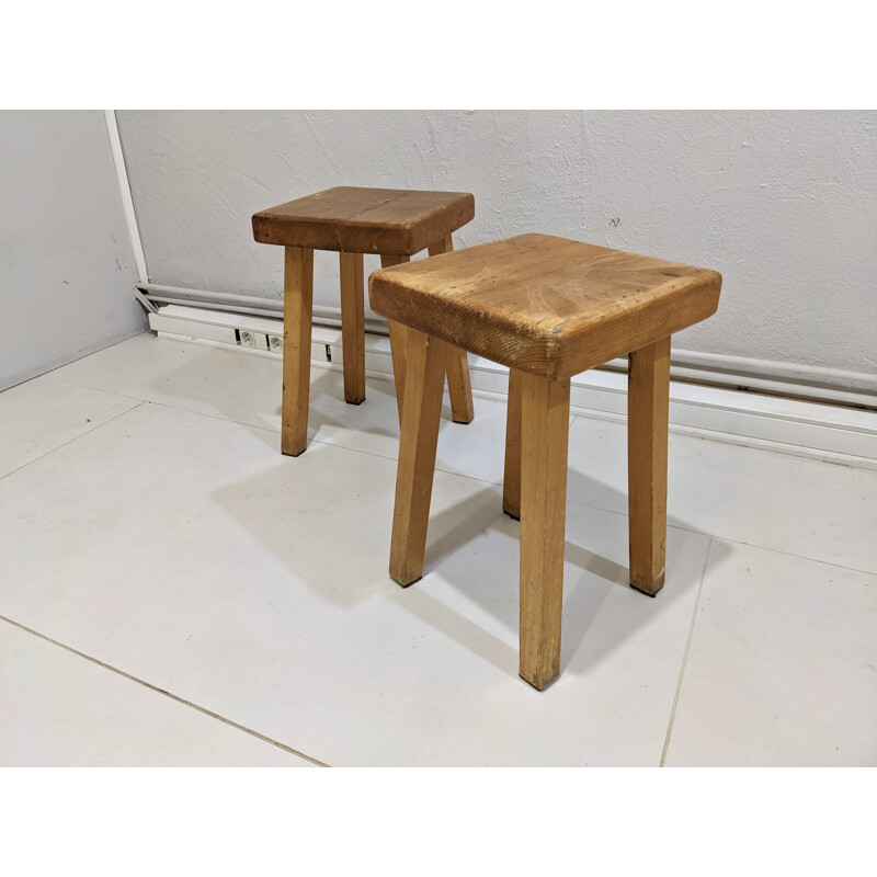 Pair of vintage stools for Les Arcs 1800, 1960