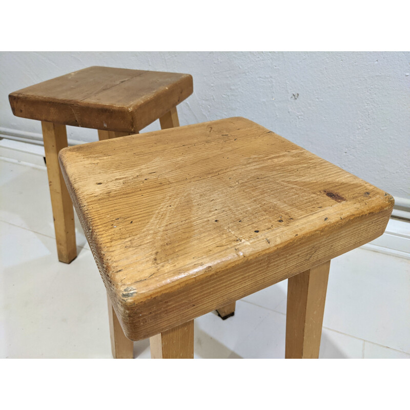 Pair of vintage stools for Les Arcs 1800, 1960