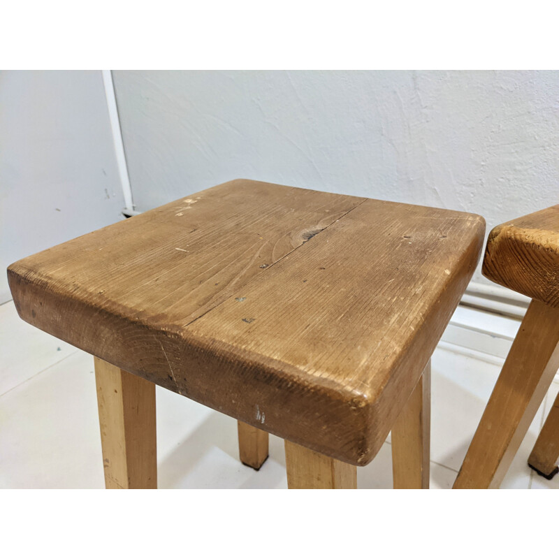 Pair of vintage stools for Les Arcs 1800, 1960