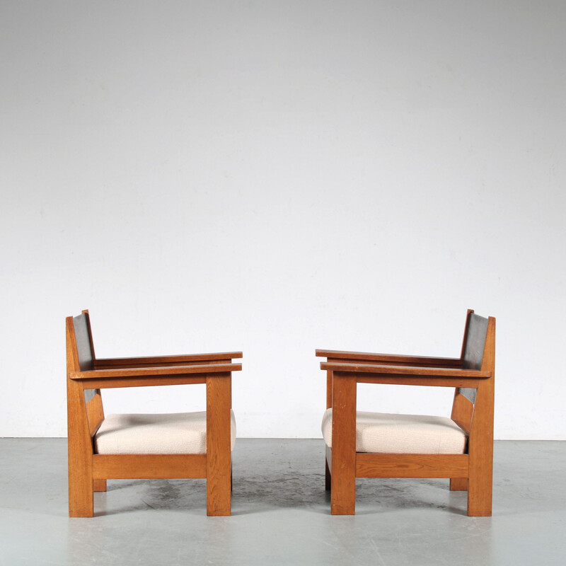 Pair of vintage armchairs from the Haagse school, Netherlands 1930