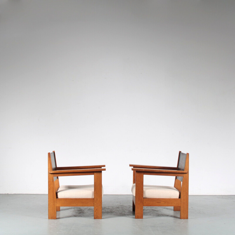 Pair of vintage armchairs from the Haagse school, Netherlands 1930