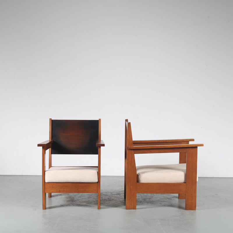 Pair of vintage armchairs from the Haagse school, Netherlands 1930