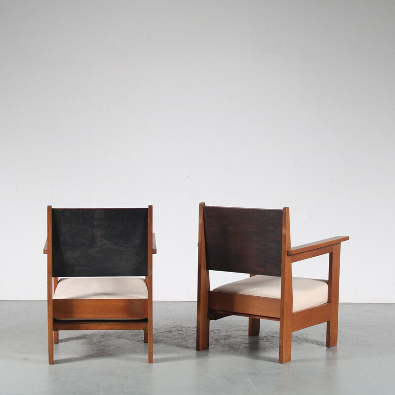 Pair of vintage armchairs from the Haagse school, Netherlands 1930