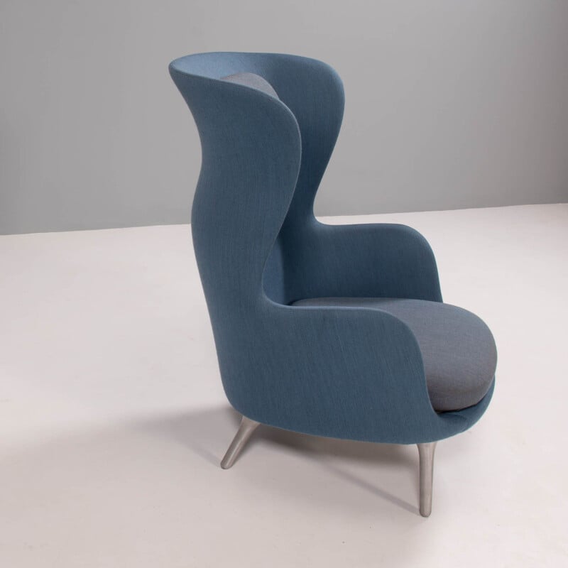 Fauteuil vintage RO bleu et gris par Jaime Hayon pour Fritz Hansen