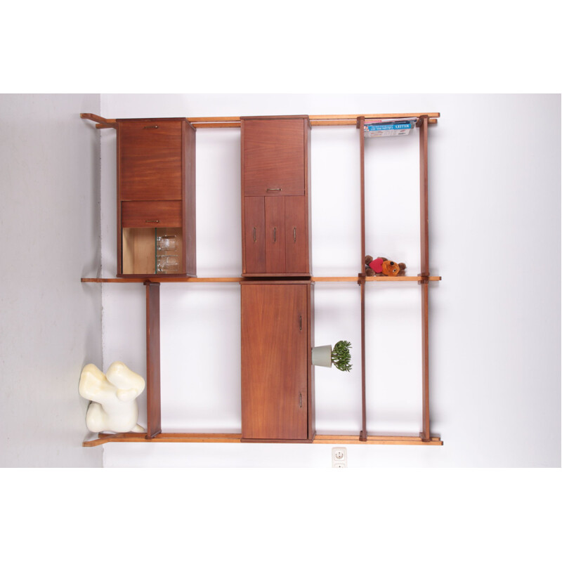 Vintage teak wall unit by Simpla Lux, Netherlands 1960