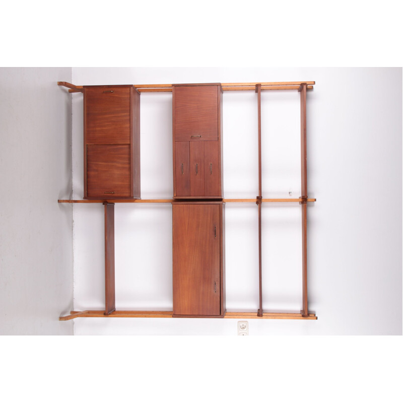 Vintage teak wall unit by Simpla Lux, Netherlands 1960