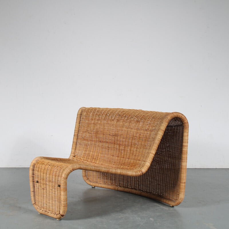 Set of 3 vintage modular rattan sofas by Tito Agnoli for Bonacina, Italy 1960