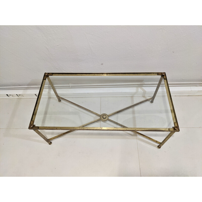 Vintage brass and glass coffee table by Maison Jansen, 1970