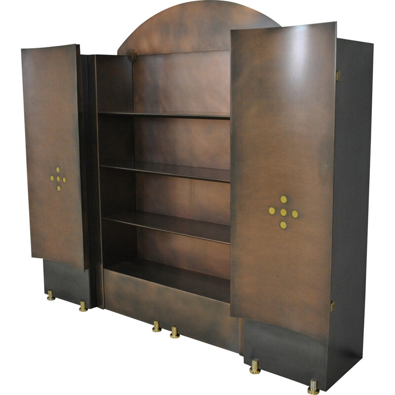 Mid-century Belgochrom bookcase in steel and brass - 1980s