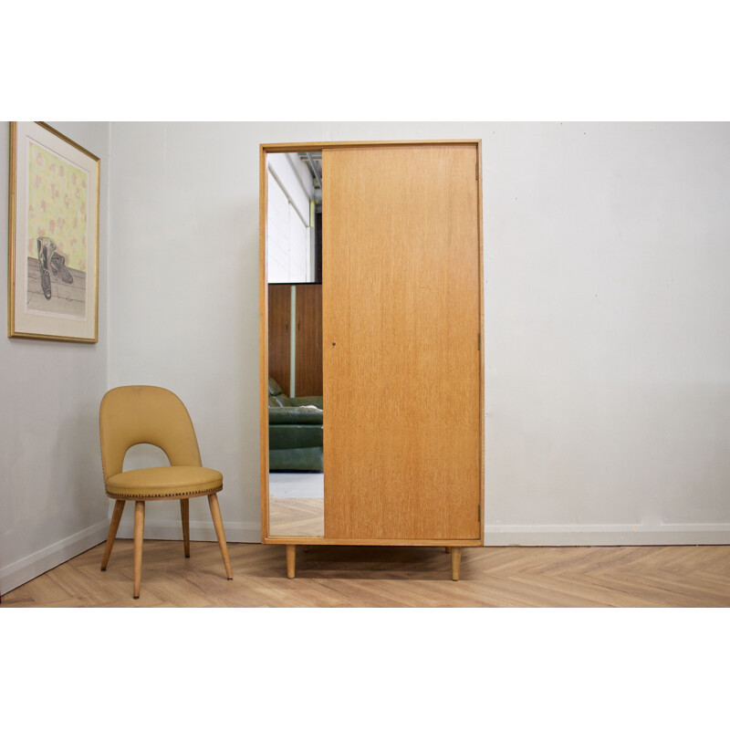 Vintage oak cabinet with mirror by John & Sylvia Reid for Stag, 1950