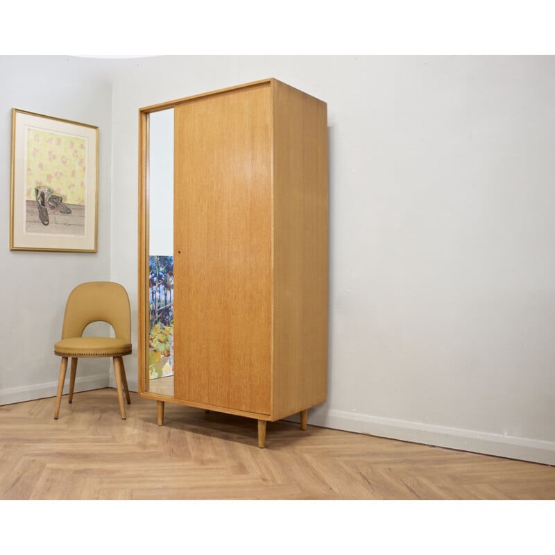 Vintage oak cabinet with mirror by John & Sylvia Reid for Stag, 1950