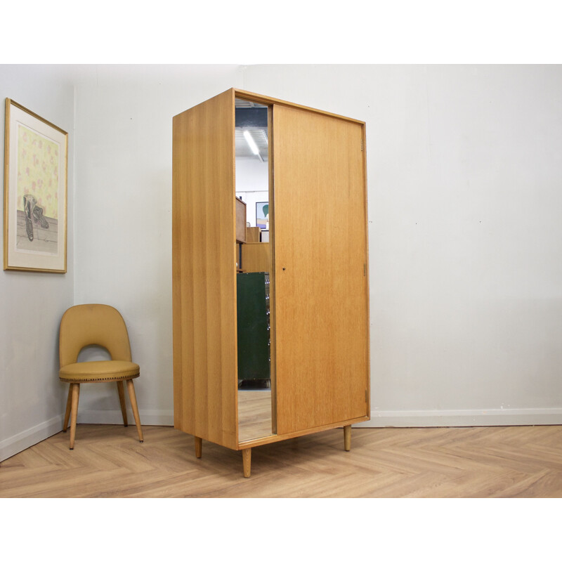 Vintage oak cabinet with mirror by John & Sylvia Reid for Stag, 1950