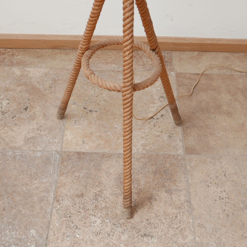 Vintage rope floor lamp by Audoux Minet, French 1960