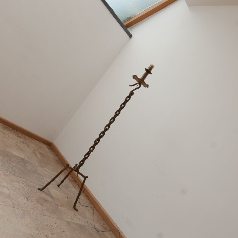 Vintage floor lamp with iron links, Brutalist, France 1970