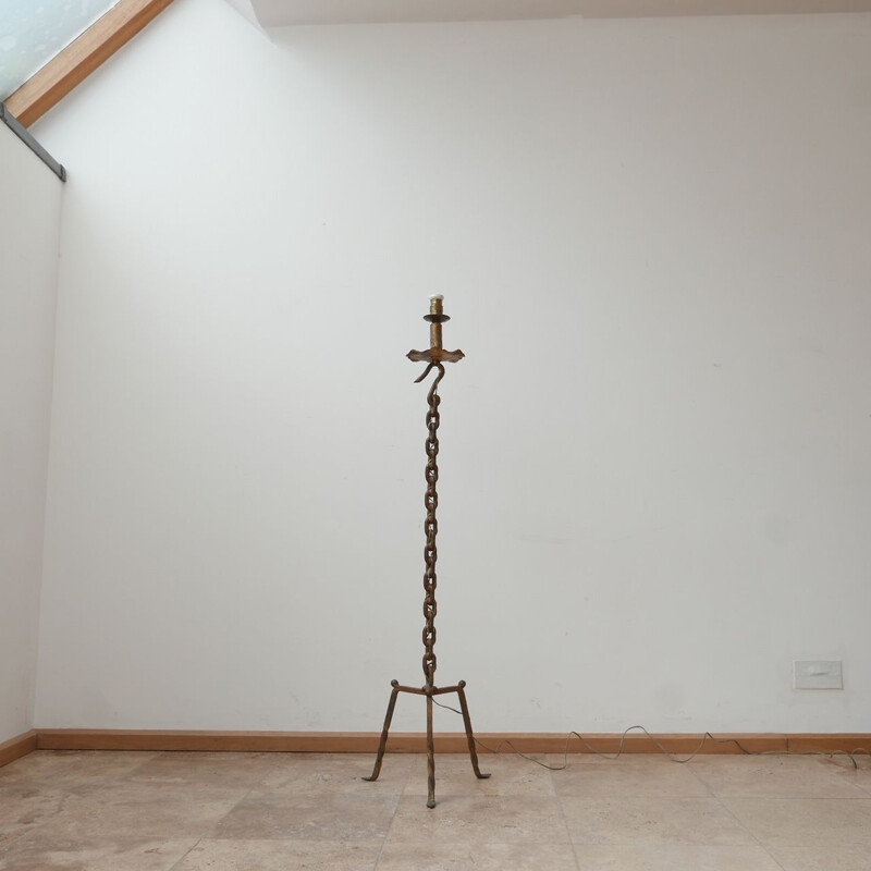 Vintage floor lamp with iron links, Brutalist, France 1970