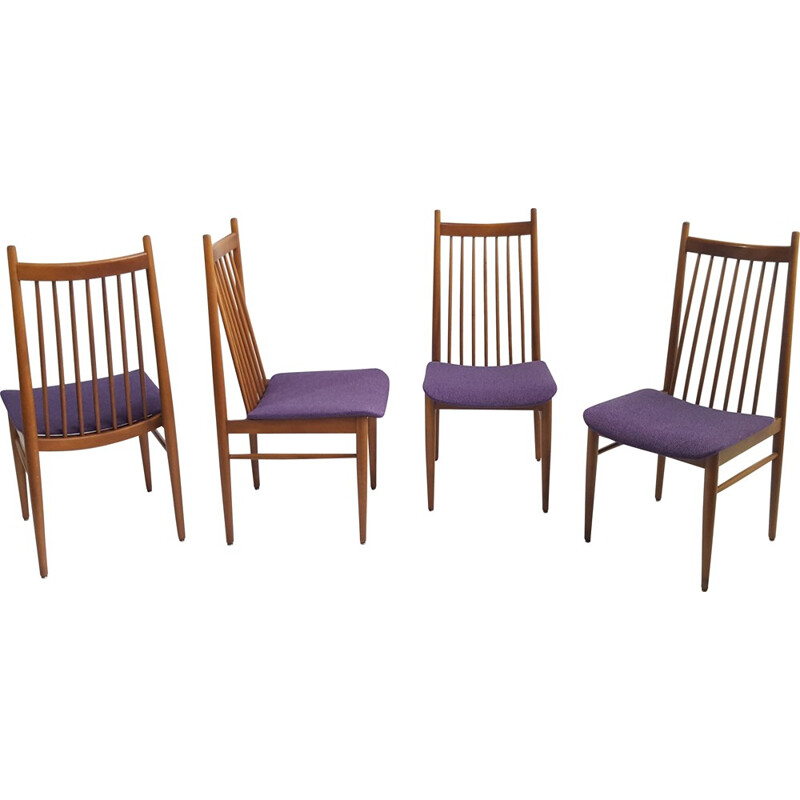 Set of 4 Scandinavian dining chairs in solid teak - 1960s
