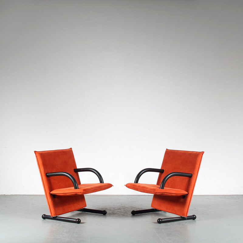 Pair of vintage T-Line armchairs by Burkhard Vogtherr for Arflex, Italy 1980