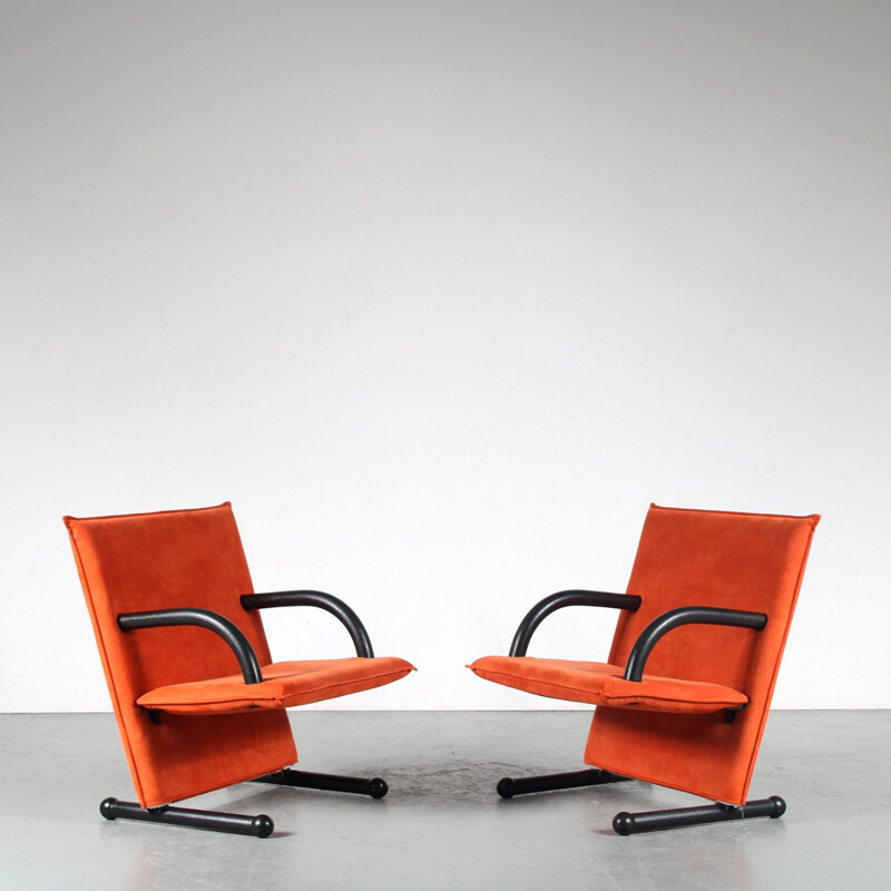 Pair of vintage T-Line armchairs by Burkhard Vogtherr for Arflex, Italy 1980