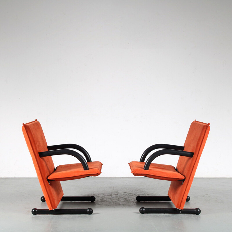 Pair of vintage T-Line armchairs by Burkhard Vogtherr for Arflex, Italy 1980