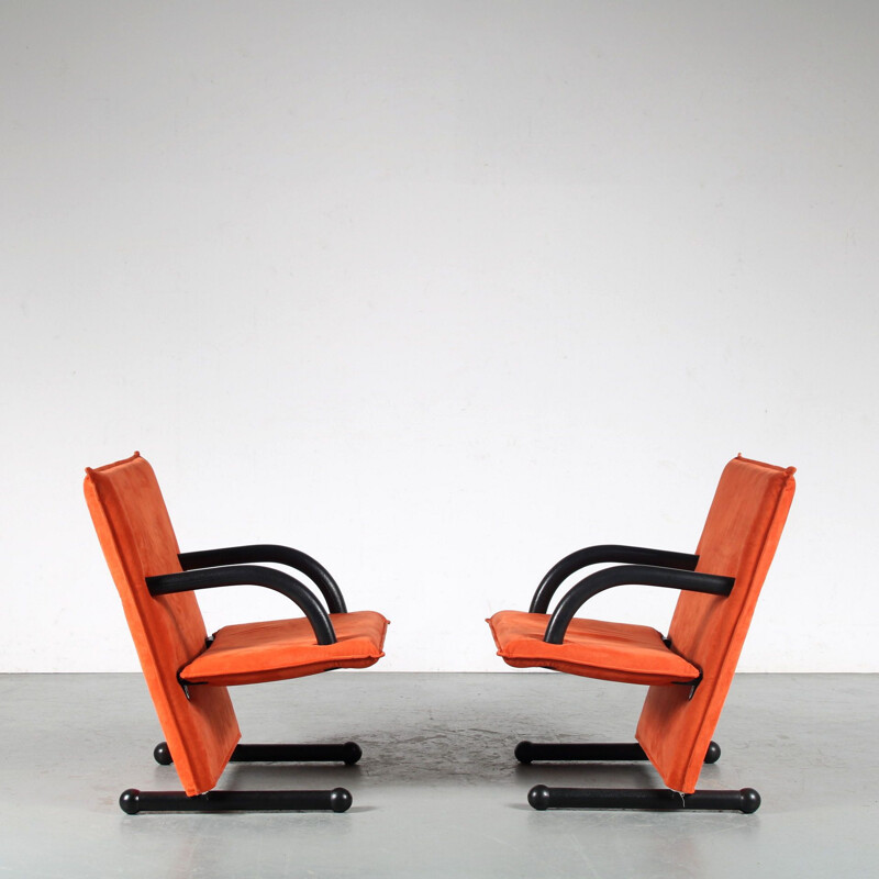 Paire de fauteuils vintage T-Line par Burkhard Vogtherr pour Arflex, Italie 1980
