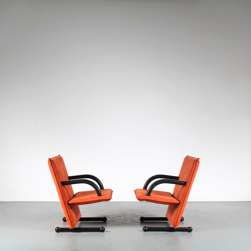 Pair of vintage T-Line armchairs by Burkhard Vogtherr for Arflex, Italy 1980