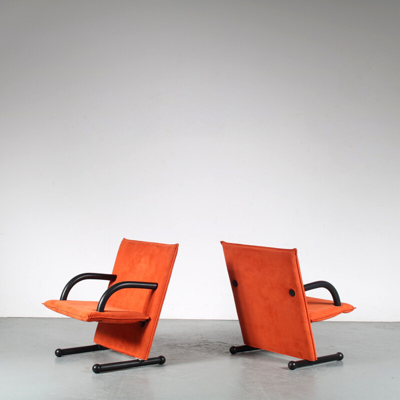 Pair of vintage T-Line armchairs by Burkhard Vogtherr for Arflex, Italy 1980