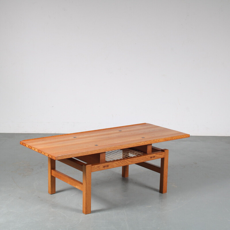 Vintage oak coffee table by De Coene, Belgium 1960